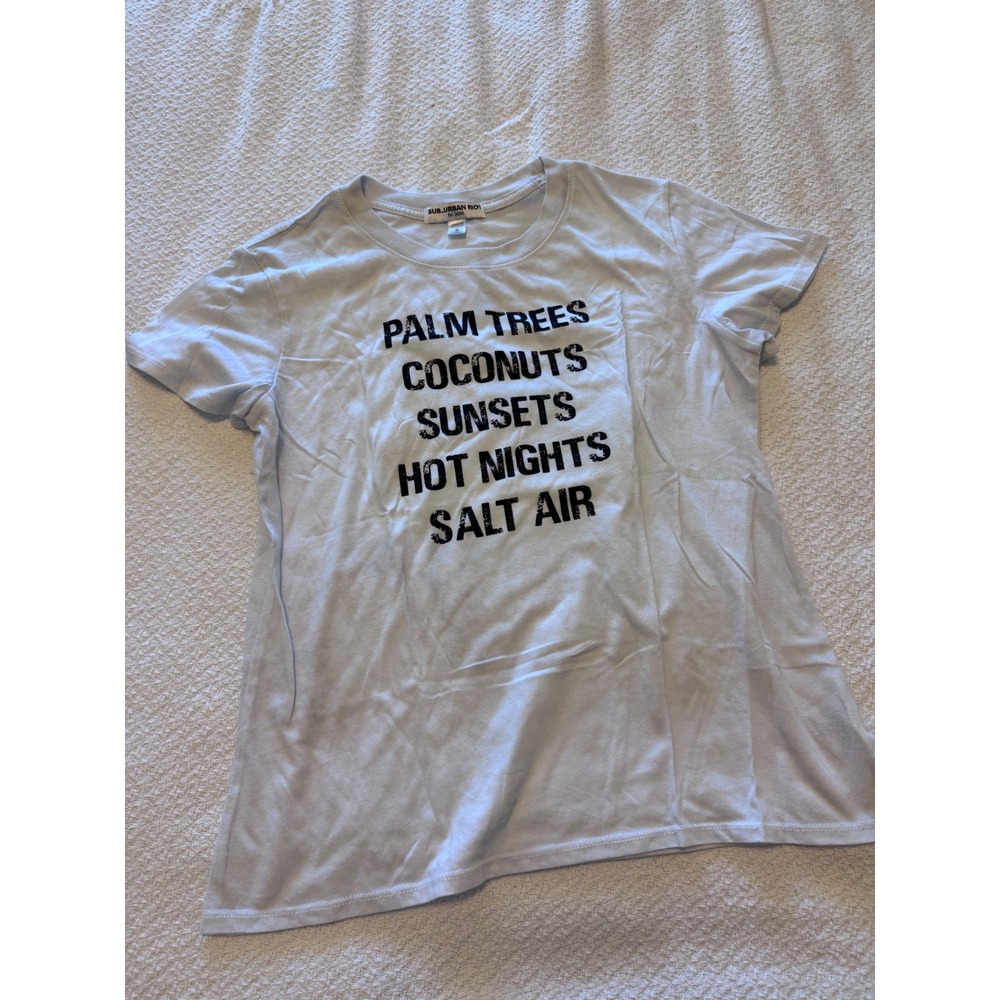 Sub Urban Riot White Palm Trees Coconuts Graphic Tee Shirt Small